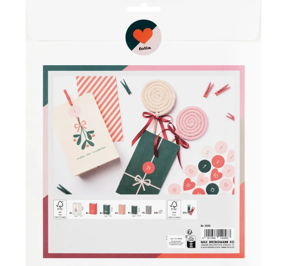 New folia Adventskalender-Set "Bowtiful Christmas"