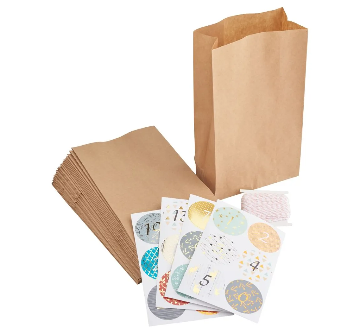 Clearance folia Adventskalender-Set "Kraftpapier", lebensmittelechte Papiertüten