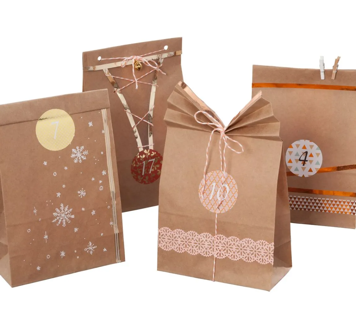 Clearance folia Adventskalender-Set "Kraftpapier", lebensmittelechte Papiertüten