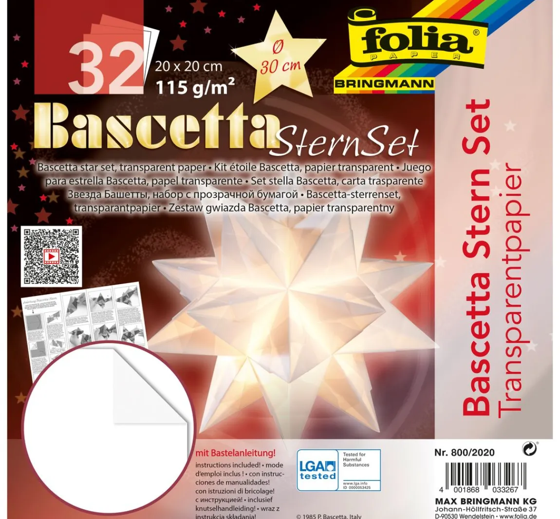 Outlet folia Bascetta-Stern Set "Transparentpapier", Weiß