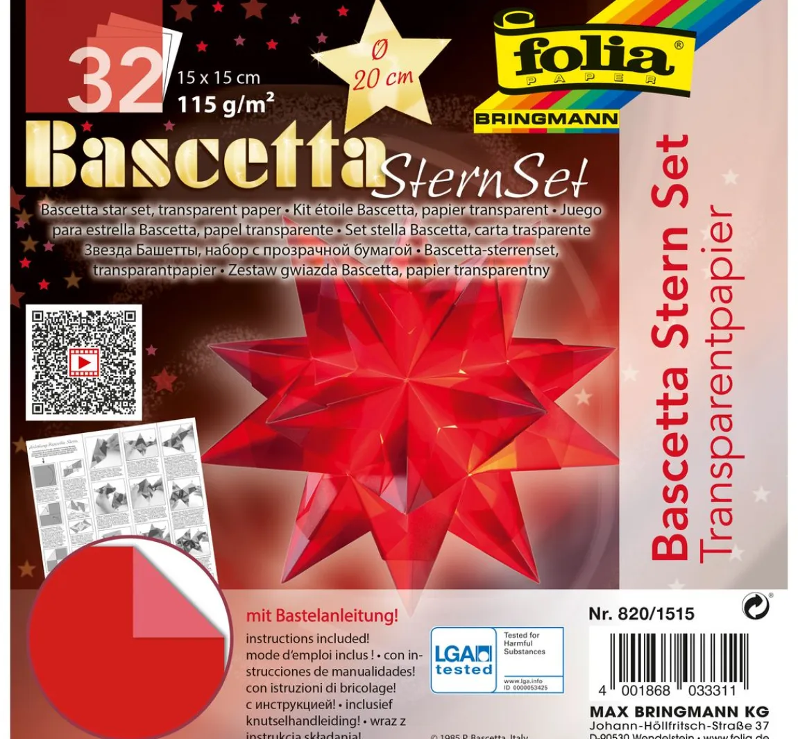 Best folia Bascetta-Stern Set "Transparentpapier", Rot
