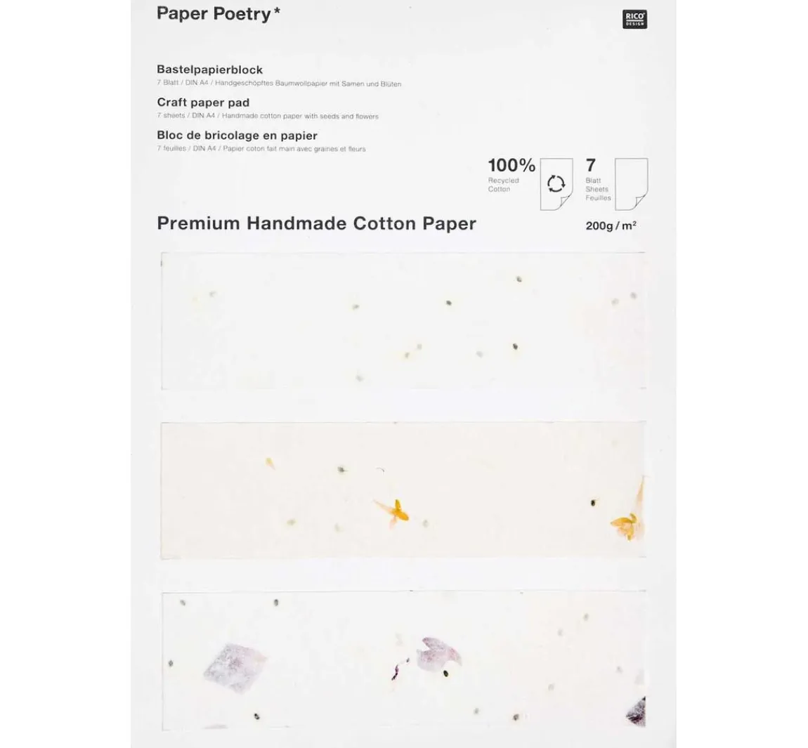 Rico Design Bastelblock "Handgeschöpftes Baumwollpapier"