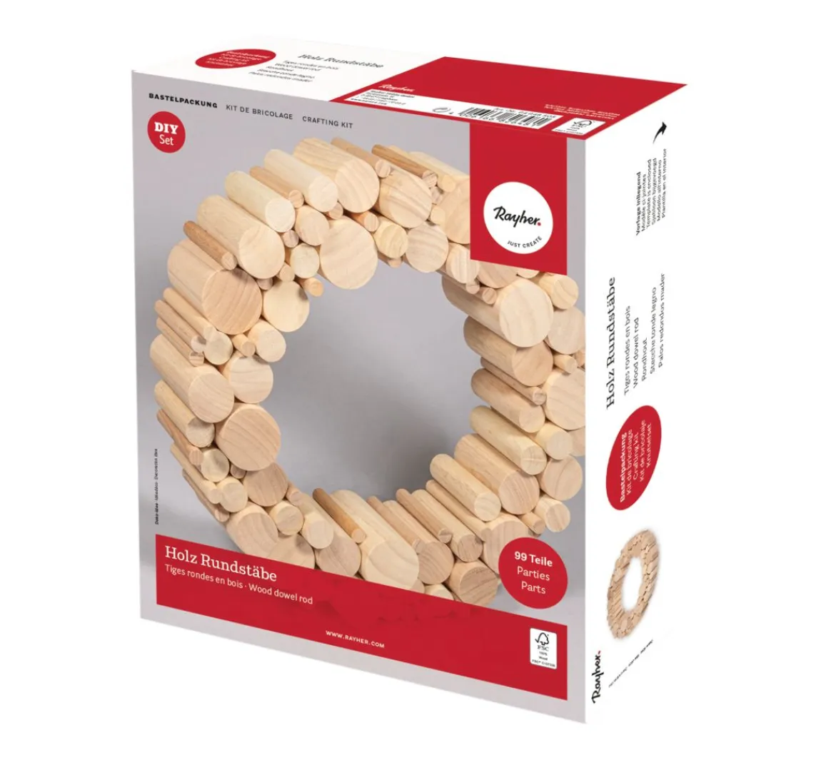 New Rayher Bastelpackung Holz "Rundstäbe"
