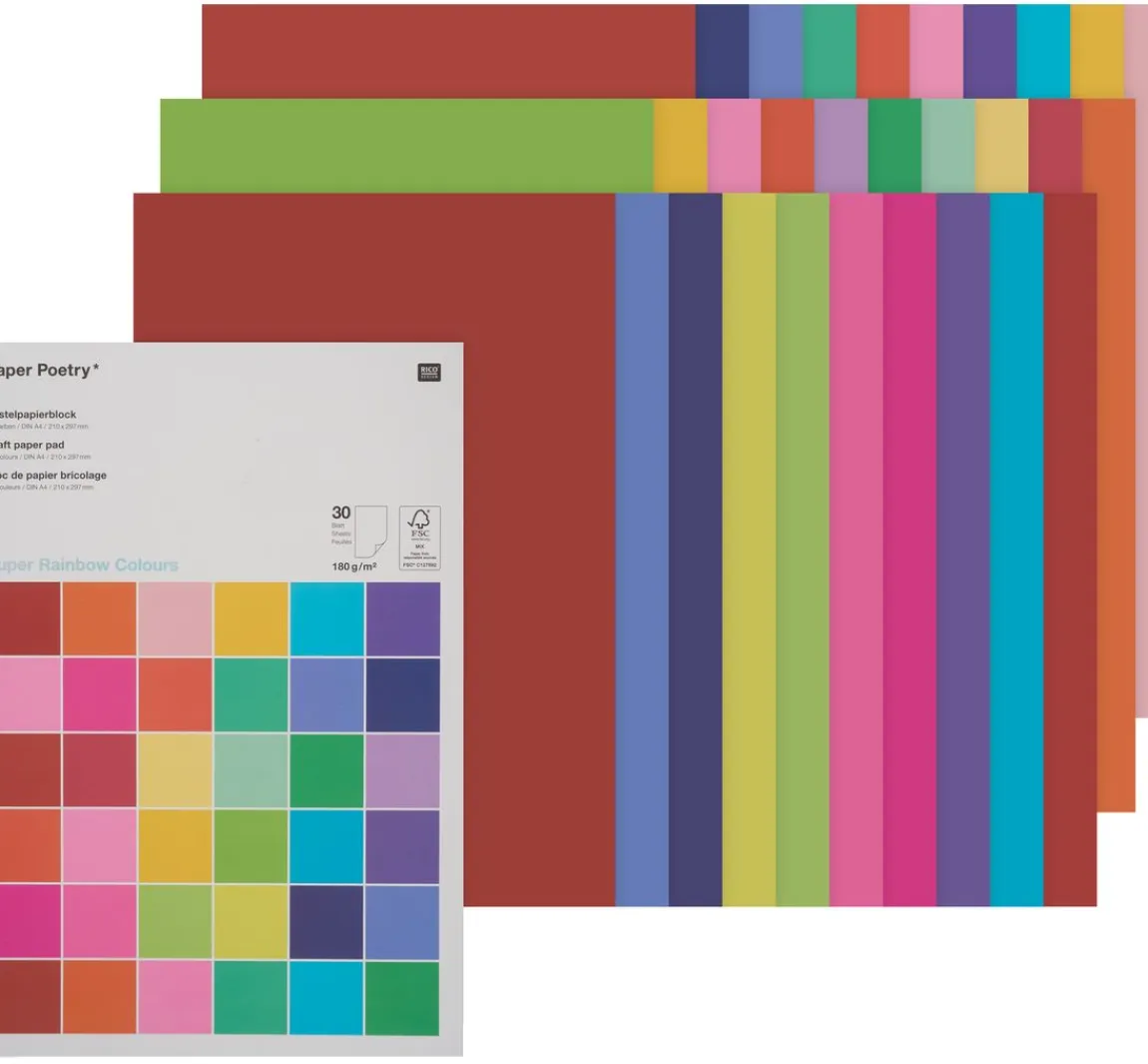 Sale Rico Design Bastelpapier-Block "Rainbow Colours"