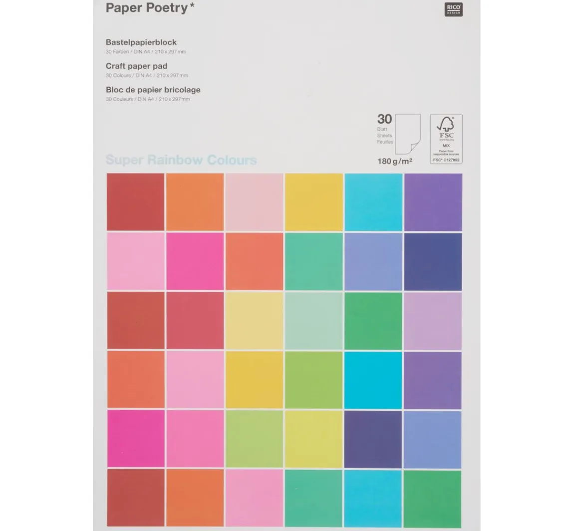 Sale Rico Design Bastelpapier-Block "Rainbow Colours"