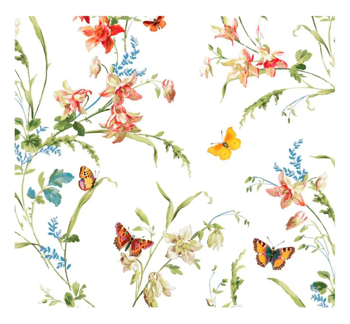 Hot Globaltex Baumwoll-Stoff "Blumenwiese mit Schmetterlingen"