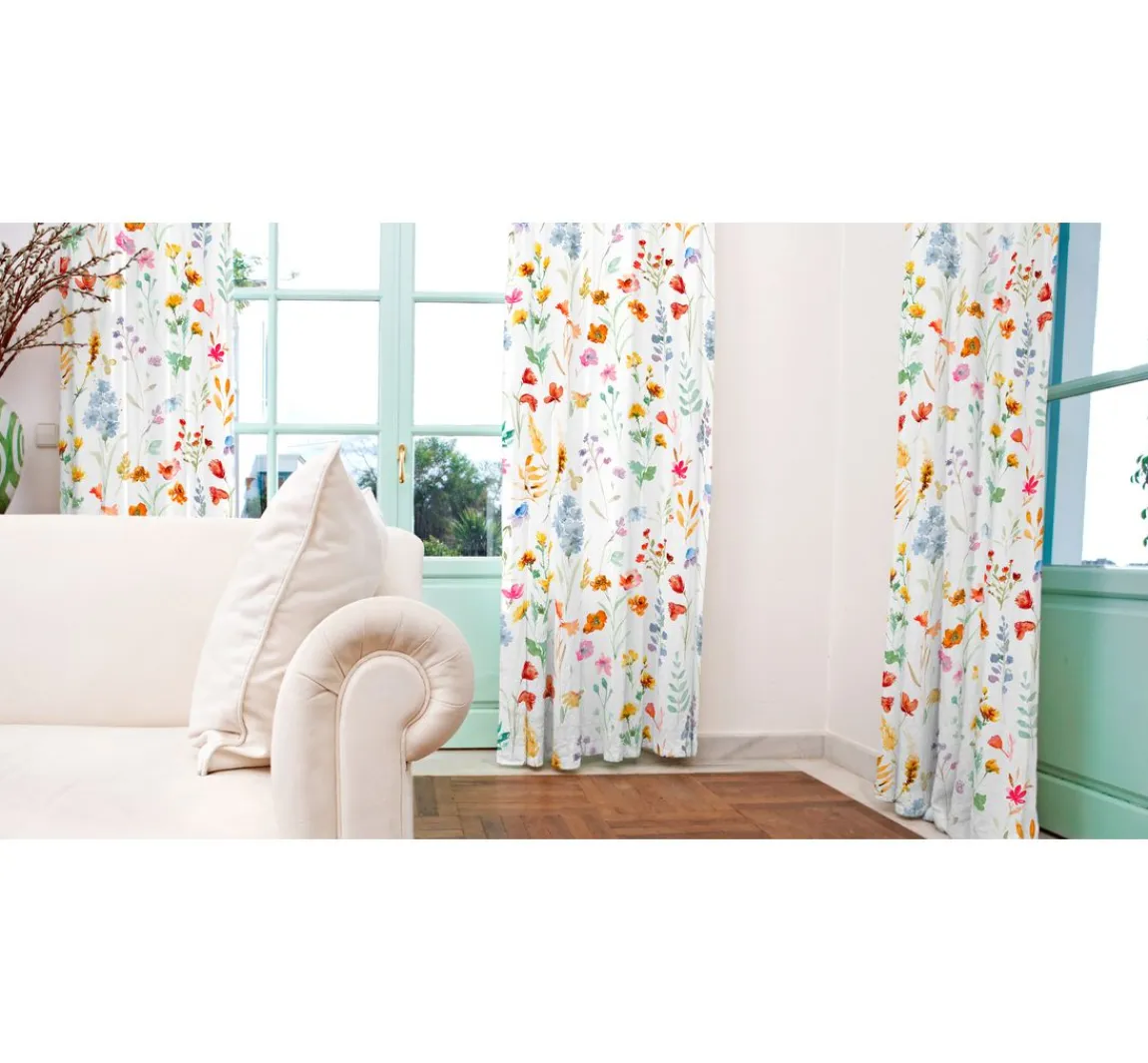Best Globaltex Baumwoll-Stoff "Bunte Blumen"