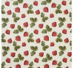 Outlet Globaltex Baumwoll-Stoff "Erdbeeren", Acryl beschichtet