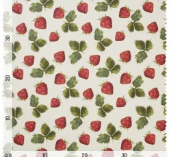 Outlet Globaltex Baumwoll-Stoff "Erdbeeren", Acryl beschichtet