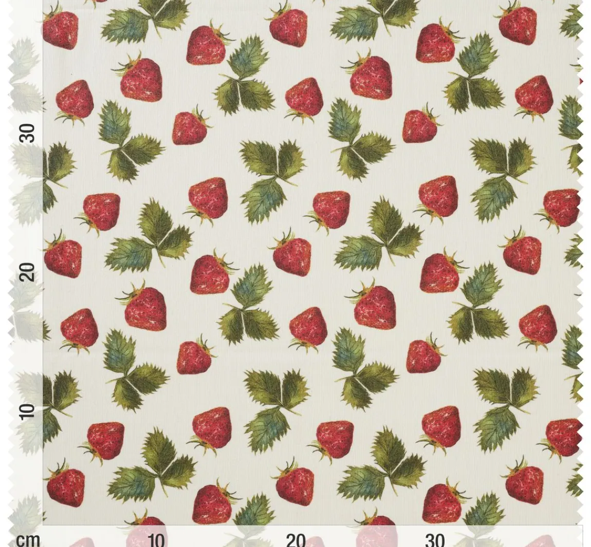 Outlet Globaltex Baumwoll-Stoff "Erdbeeren", Acryl beschichtet
