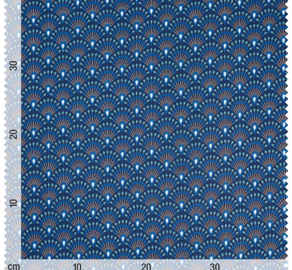 Sale VBS Marktplatz Baumwoll-Stoff "Fächer Indigo" Acryl beschichtet
