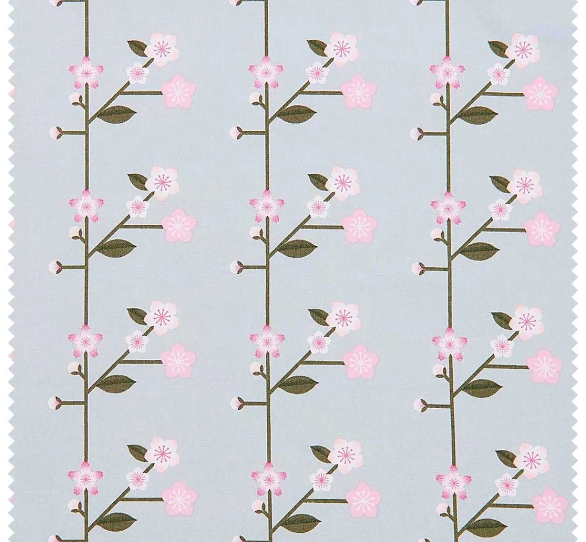 Clearance Rico Design Baumwoll-Stoff Popeline "Sakura Zweige Smoke Blue"