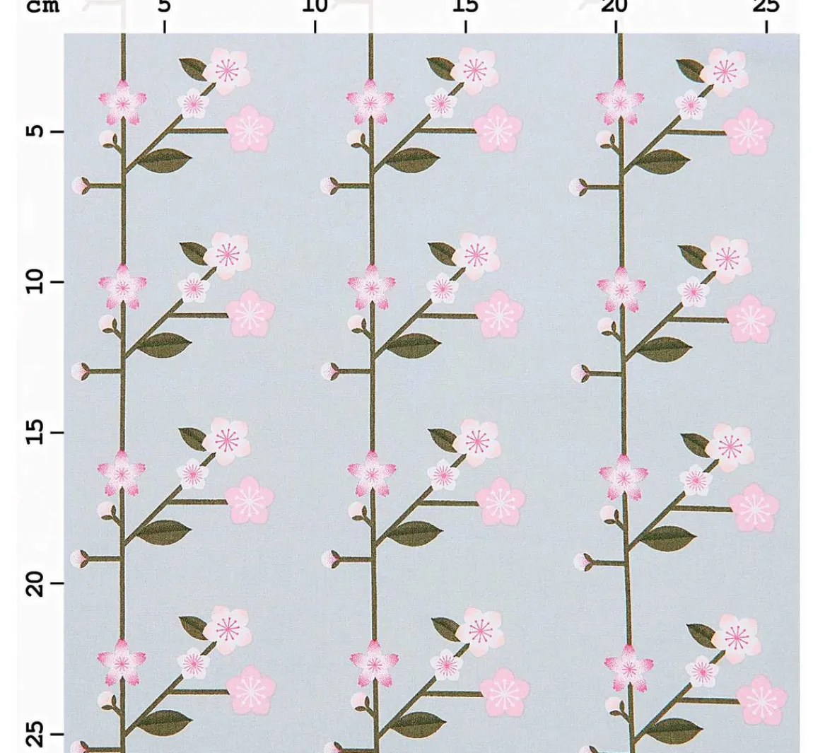 Clearance Rico Design Baumwoll-Stoff Popeline "Sakura Zweige Smoke Blue"