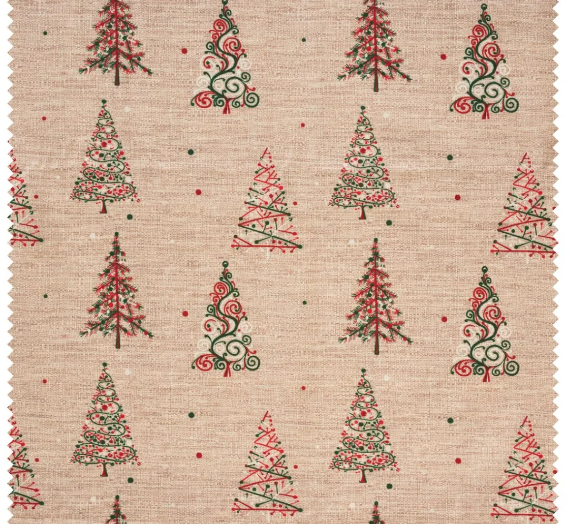 Outlet Globaltex Baumwoll-Stoff "Weihnachtsbäume", Acryl beschichtet
