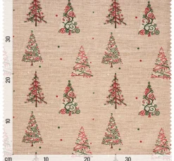 Outlet Globaltex Baumwoll-Stoff "Weihnachtsbäume", Acryl beschichtet
