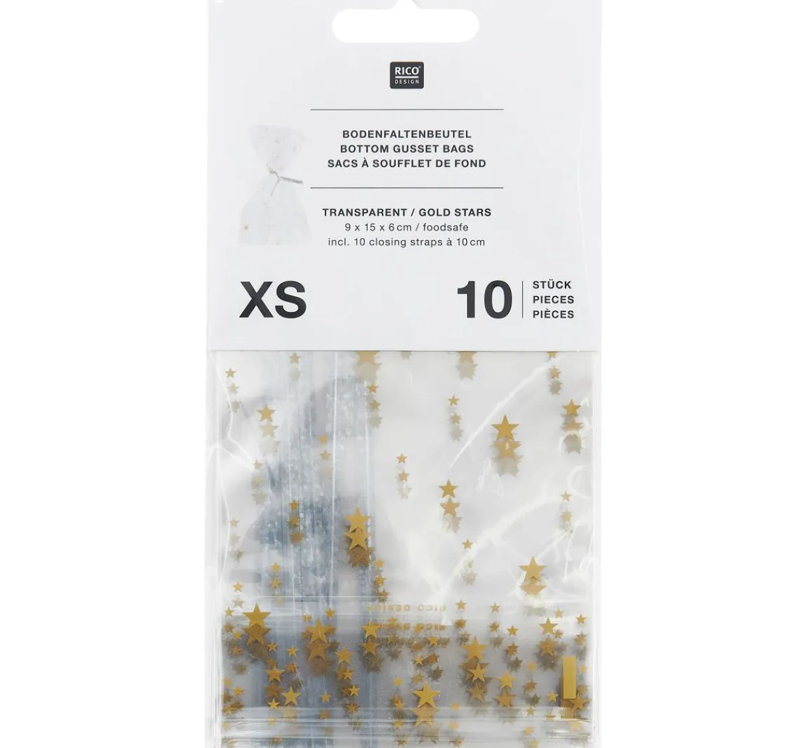 Hot Rico Design Bodenbeutel "Goldene Sterne" mit Verschlussstreifen