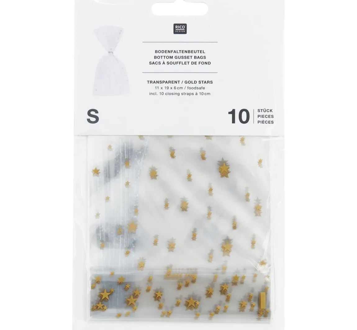Hot Rico Design Bodenbeutel "Goldene Sterne" mit Verschlussstreifen