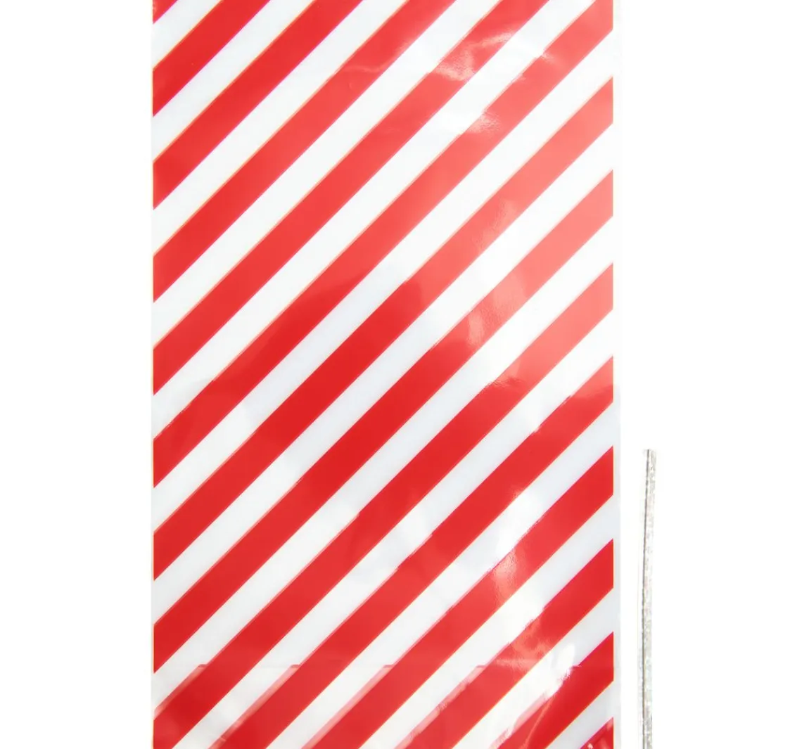 Hot Rico Design Bodenfaltenbeutel "Rote Streifen" mit Verschlussband