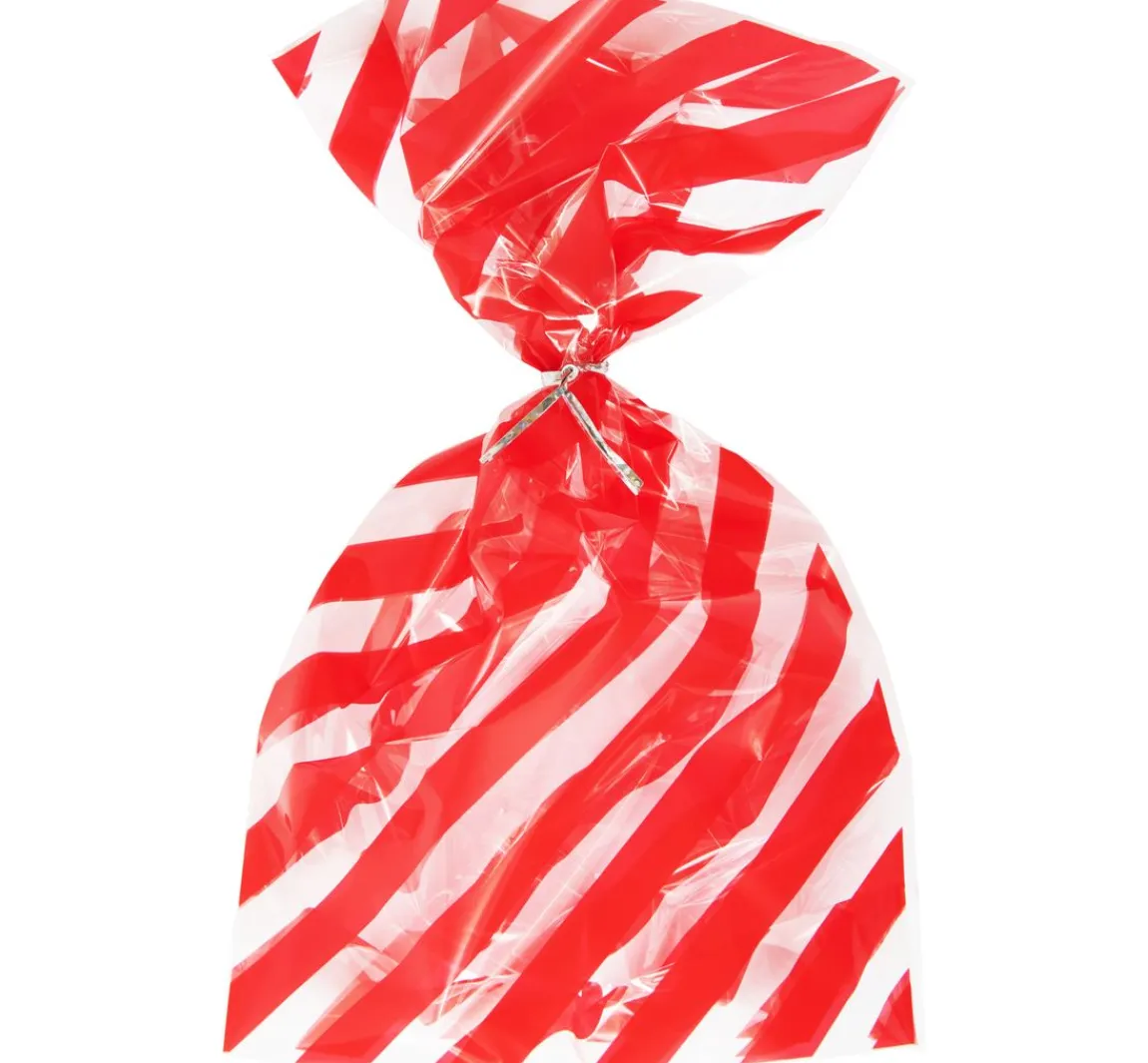 Hot Rico Design Bodenfaltenbeutel "Rote Streifen" mit Verschlussband