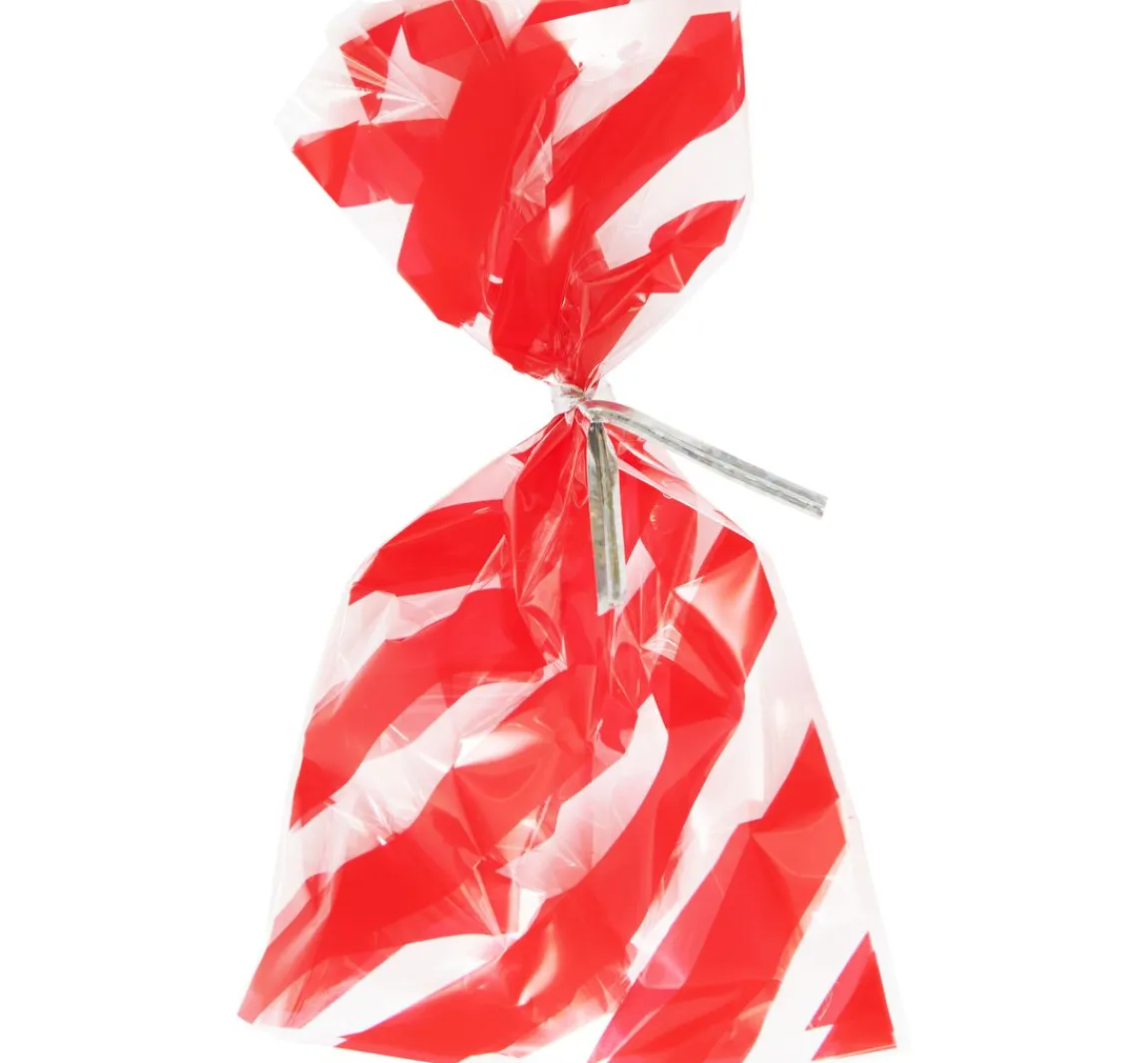 Hot Rico Design Bodenfaltenbeutel "Rote Streifen" mit Verschlussband