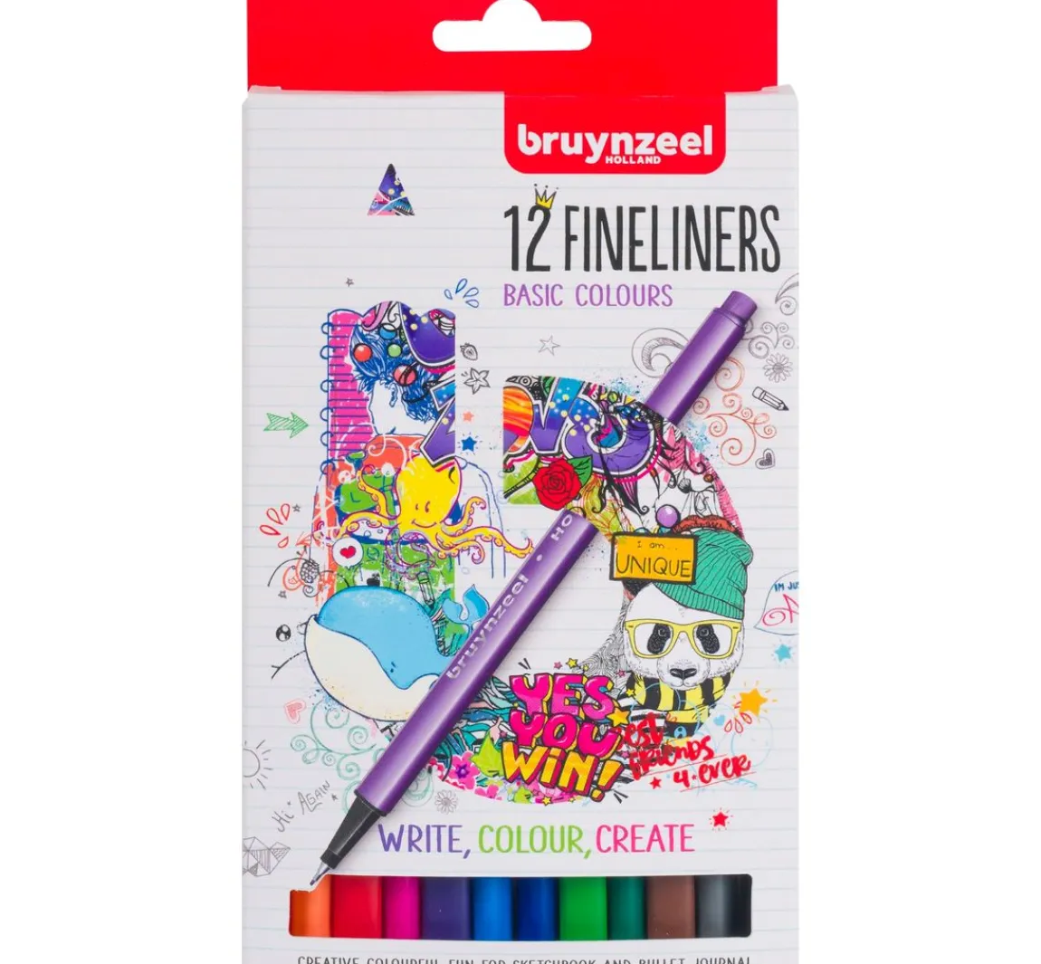 Online Bruynzeel Fineliner-Set, 12 Farben