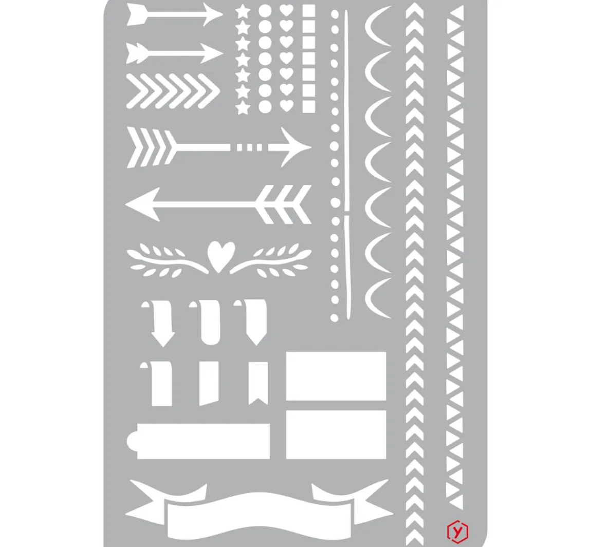 New Pronty Crafts Bullet Journal Schablone "Pfeile und Borten"
