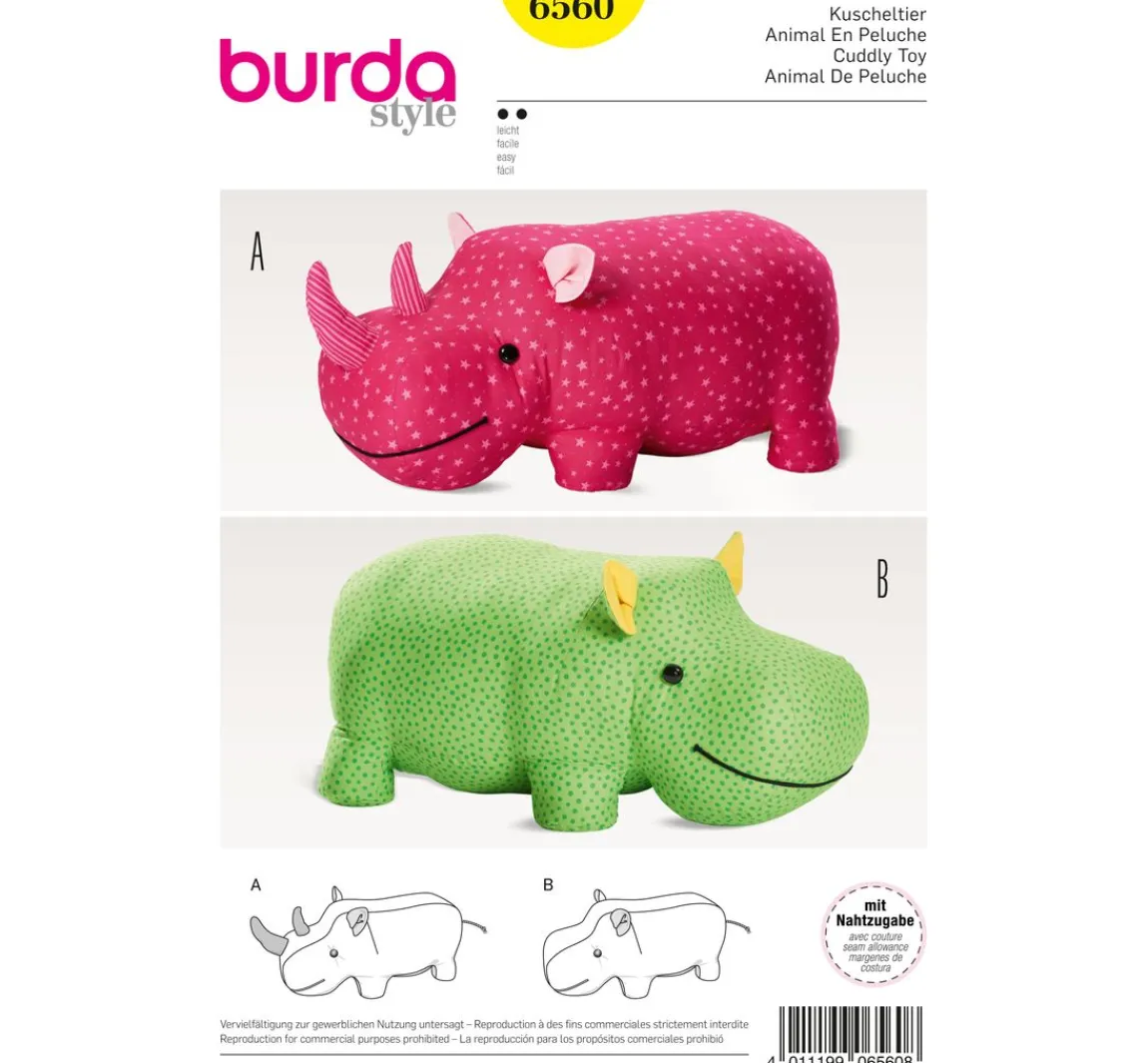 New burda style Burda Schnittmuster Nr. 6560 "Kuscheltier Nashorn"