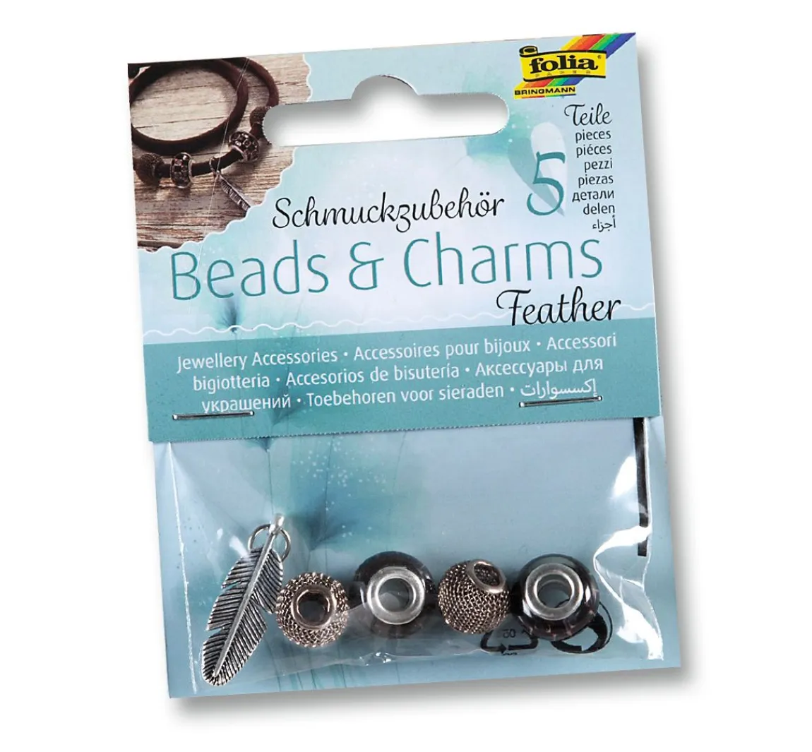 Best folia Charms "Feather", 5tlg.