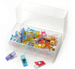 Clearance Clover Stoffklammern "Wonder Clips", 50 Stück, farbig sortiert, in Kunststoffbox