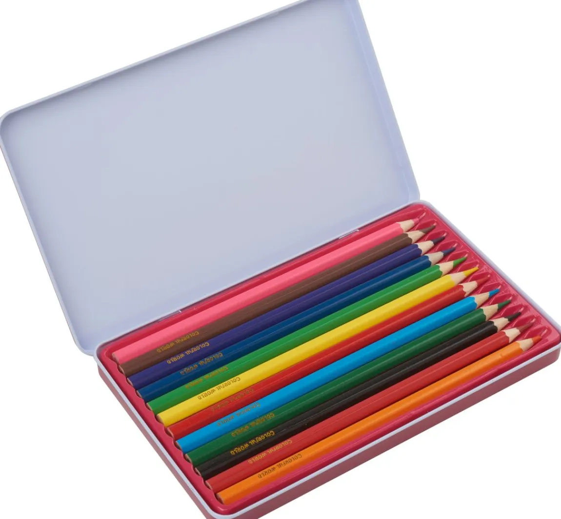 Topp Colorful World Designdose mit 12 Premium-Buntstiften