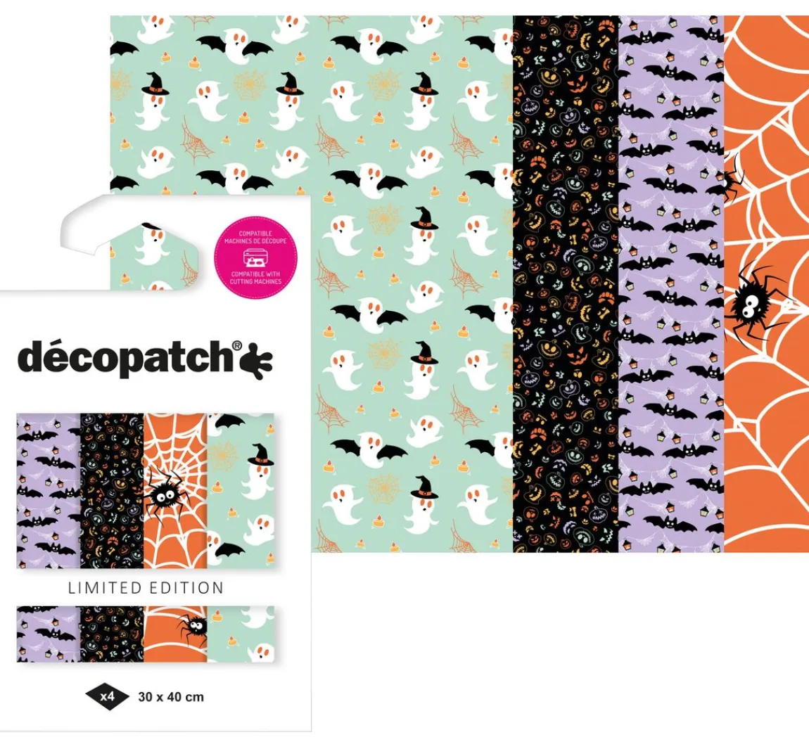 Best décopatch Pocket Hot-Foil Collection "Halloween Spinnen und Fledermäuse"