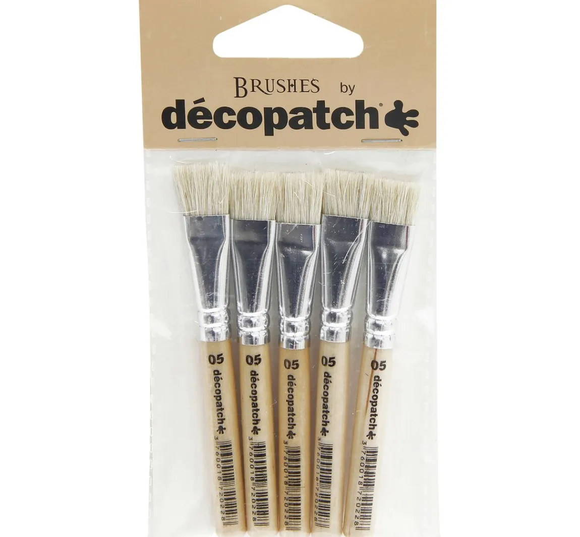 New décopatch Seiden-Borstenpinsel Nr. 5, 5 Stück