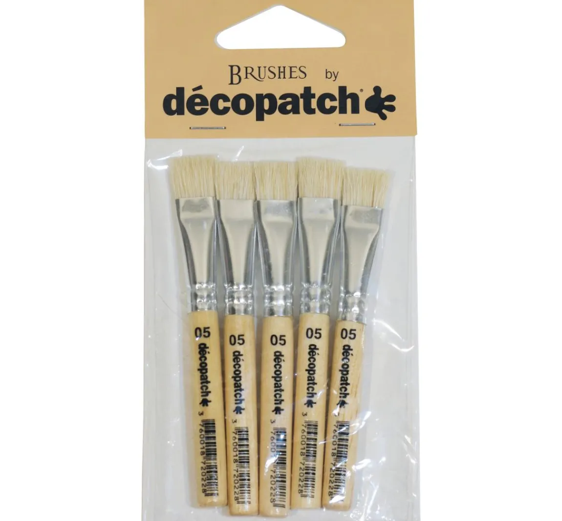 New décopatch Seiden-Borstenpinsel Nr. 5, 5 Stück