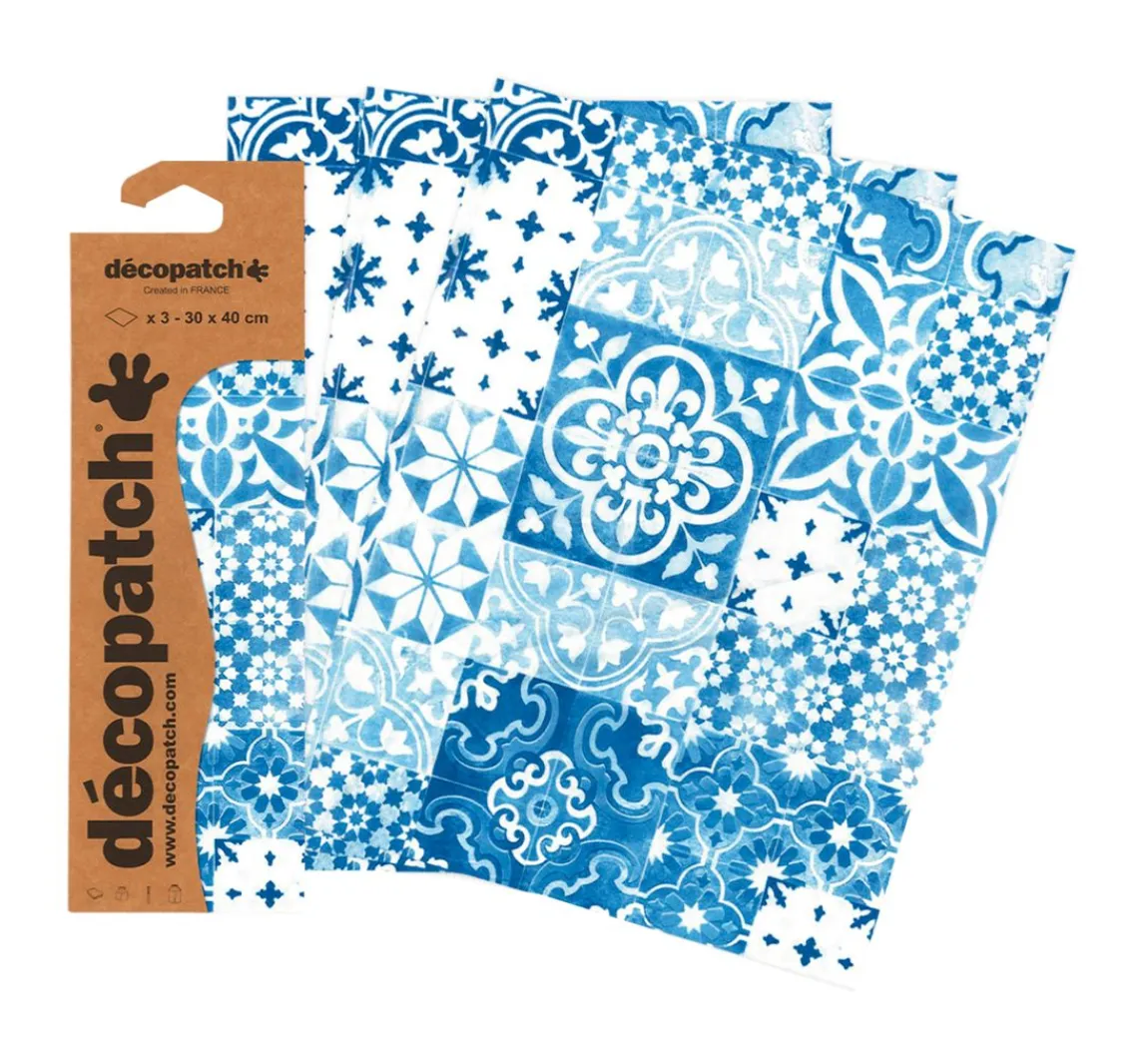 Clearance décopatch -Papier "Kachel-Mosaik Blau"