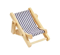 New HobbyFun Deko-Liegestuhl aus Holz, blau/weiß