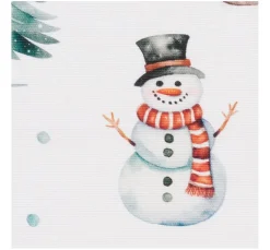 Discount VBS Marktplatz Dekostoff Leinenoptik "Schneemann mit Schlitten"