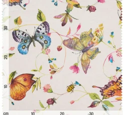 Sale VBS Marktplatz Dekostoff Leinenoptik "Schmetterlinge und Blumen"