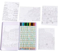 Sale Topp Designdose mit 12 Buntstiften "Colorful World Weltreise"