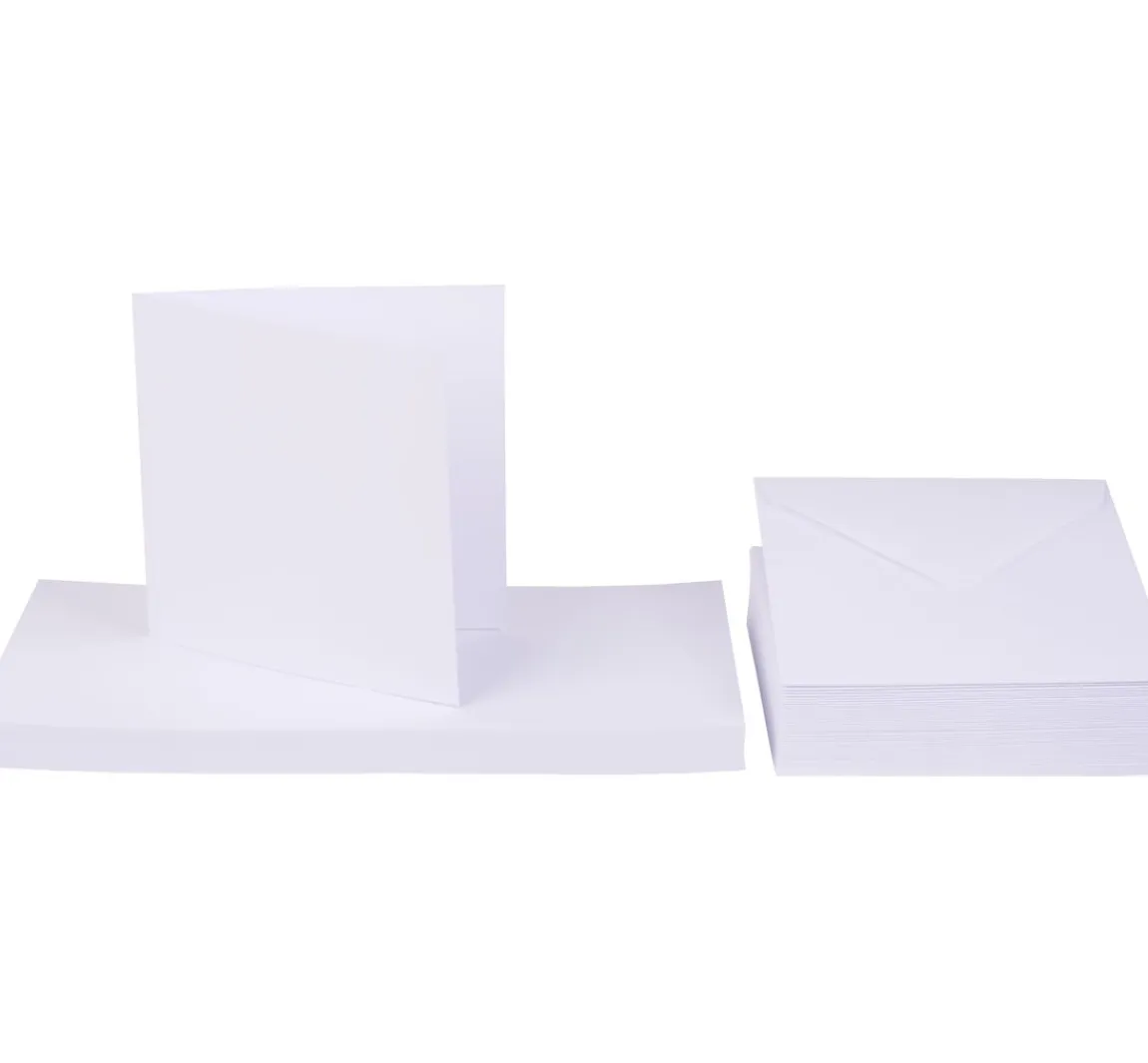 Hot Craft UK Limited Doppelkarten mit Umschlägen "Weiß", 12,5 x 12,5 cm, 50 Stück