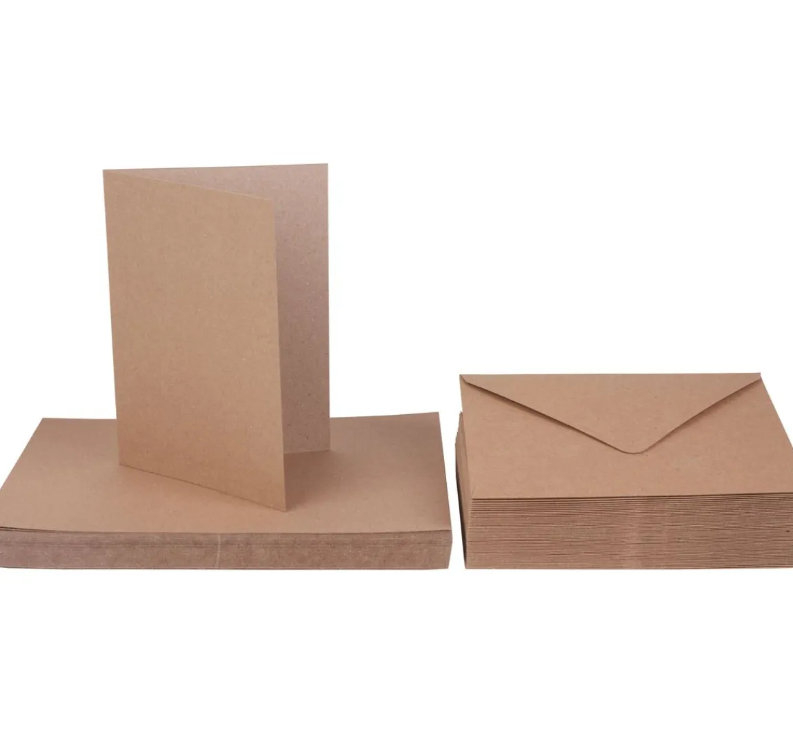 Hot Craft UK Limited Doppelkarten mit Umschlägen "Kraftpapier", 18 x 13 cm, 50 Stück