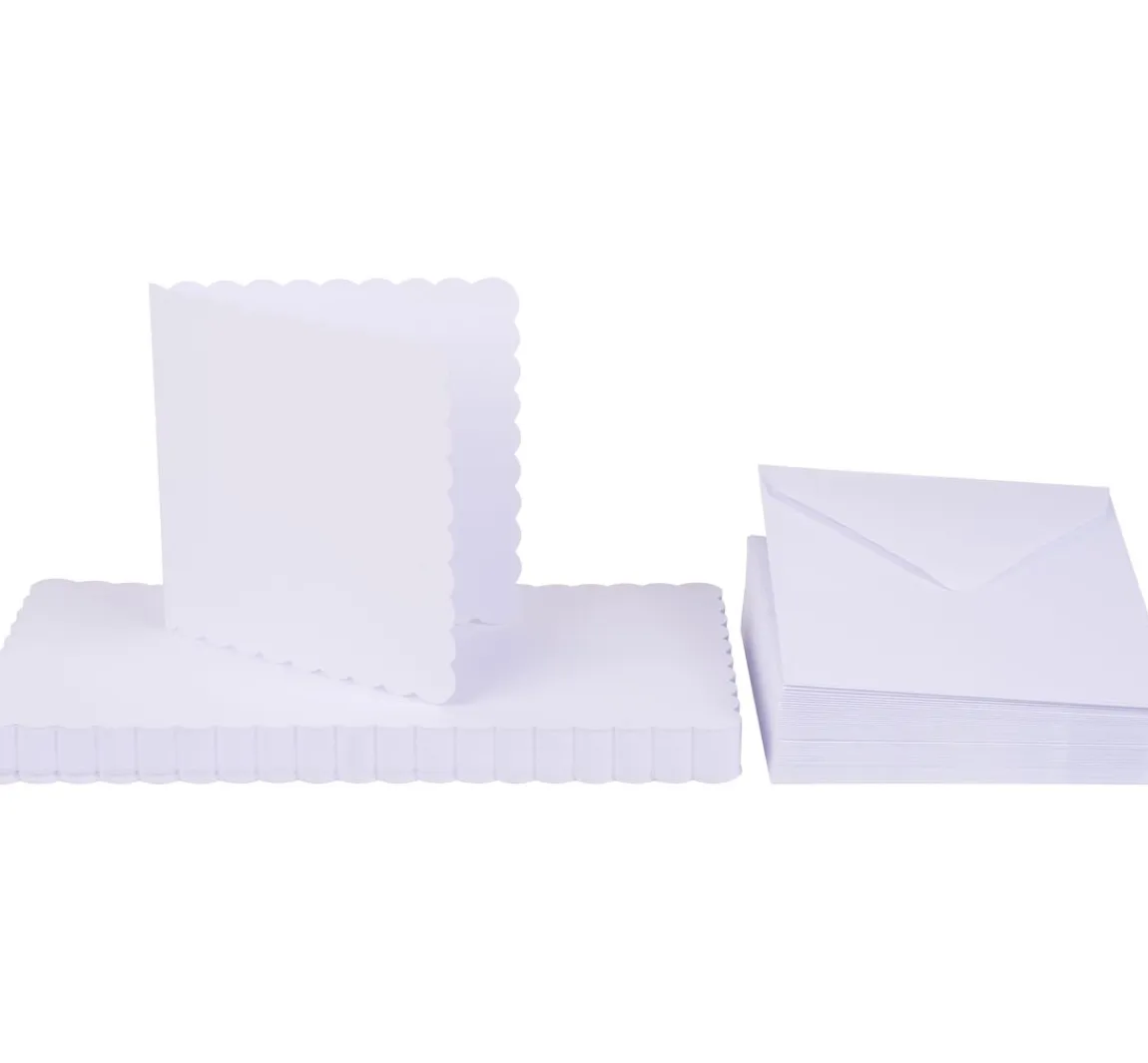 Clearance Craft UK Limited Doppelkarten mit Umschlägen "Wellenrand", 12,5 x 12,5 cm, 50 Stück