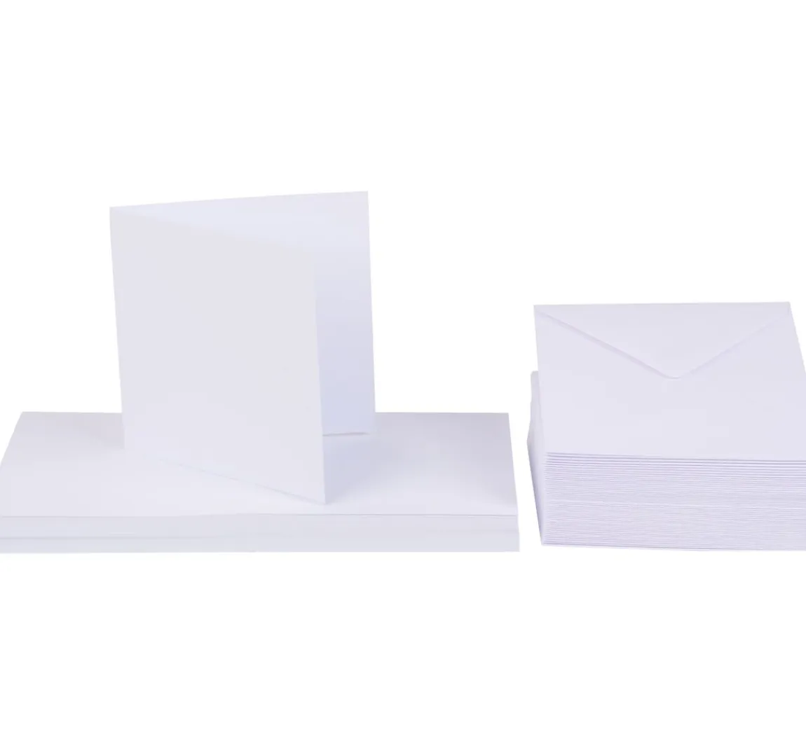 New Craft UK Limited Doppelkarten mit Umschlägen "Weiß", 10 x 10 cm, 50 Stück