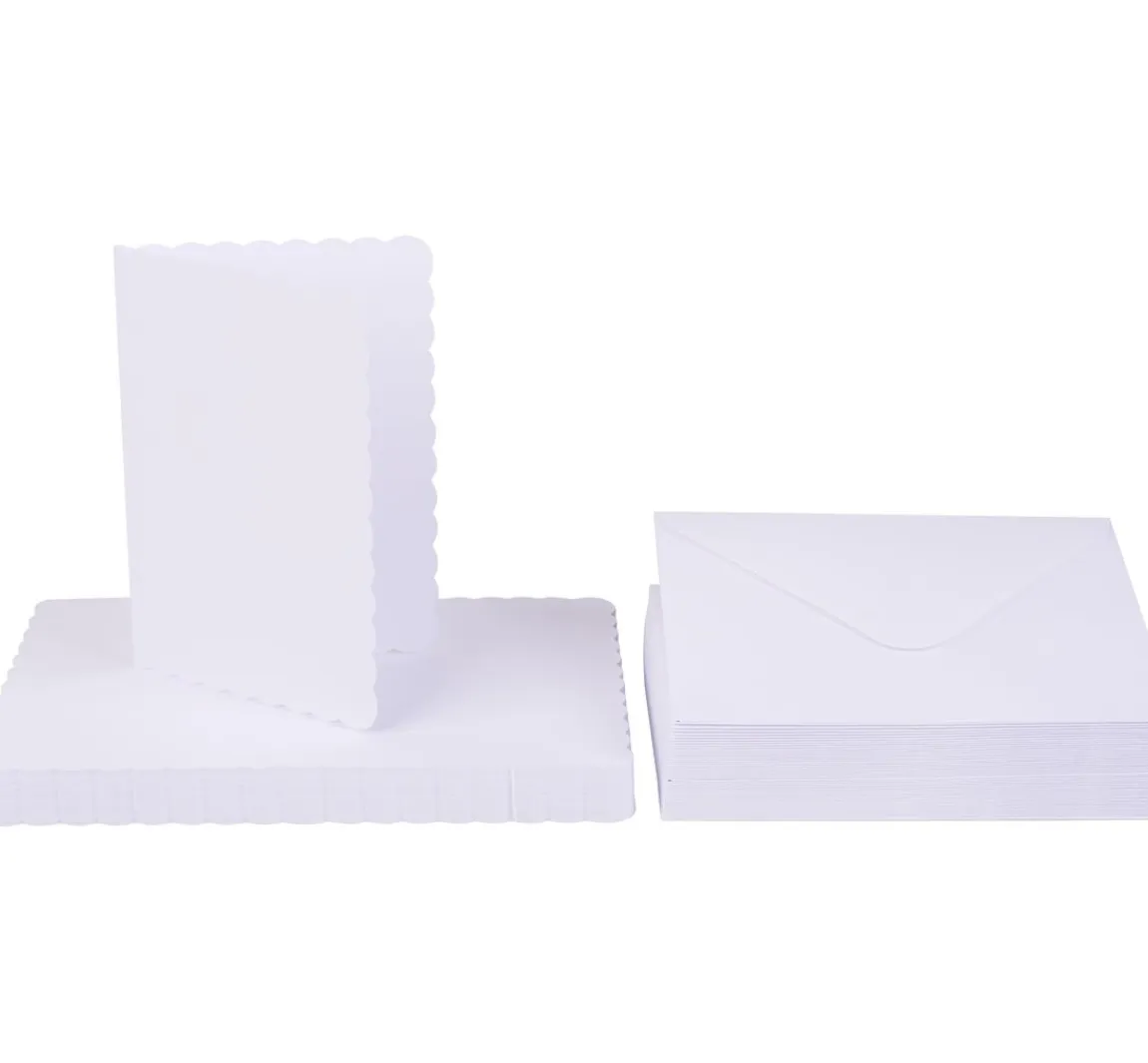 Outlet Craft UK Limited Doppelkarten mit Umschlägen "Wellenrand", DIN A6, 50 Stück
