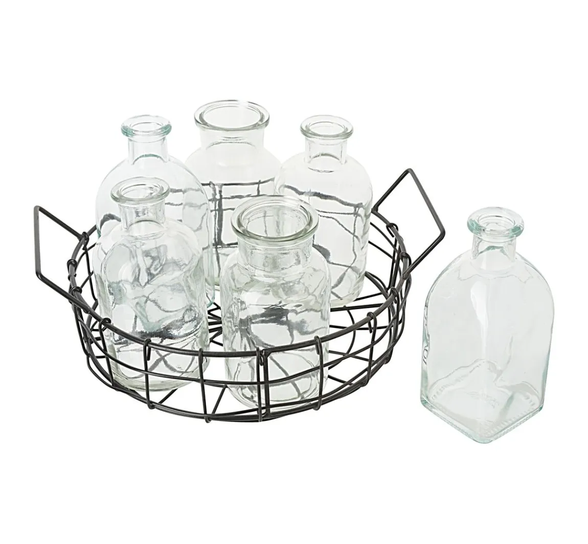 Online ohne Marke Drahtkorb mit 6 Glasflaschen