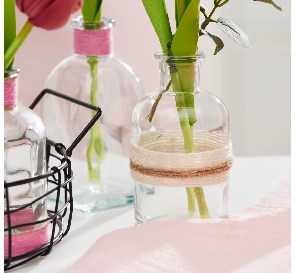 Online ohne Marke Drahtkorb mit 6 Glasflaschen