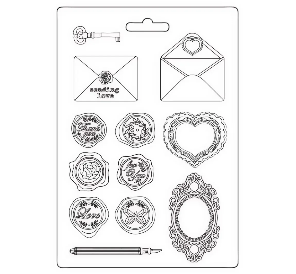 Discount Stamperia 3D-Texturform "Shabby Rose - Letters & Seals"
