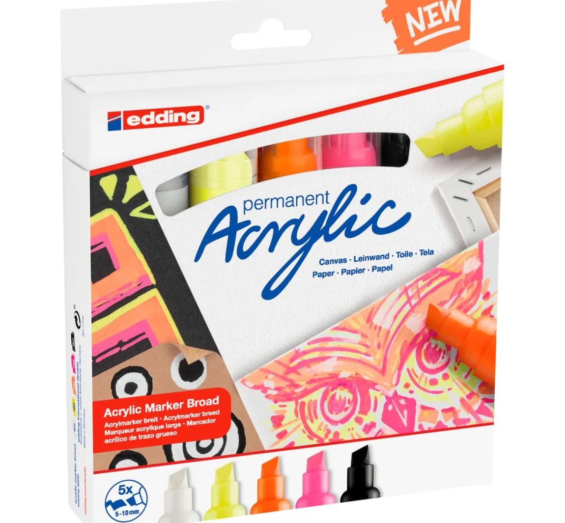 Hot edding 5000 Acrylic "Acrylmarker - Neon", Breit, 5er-Set