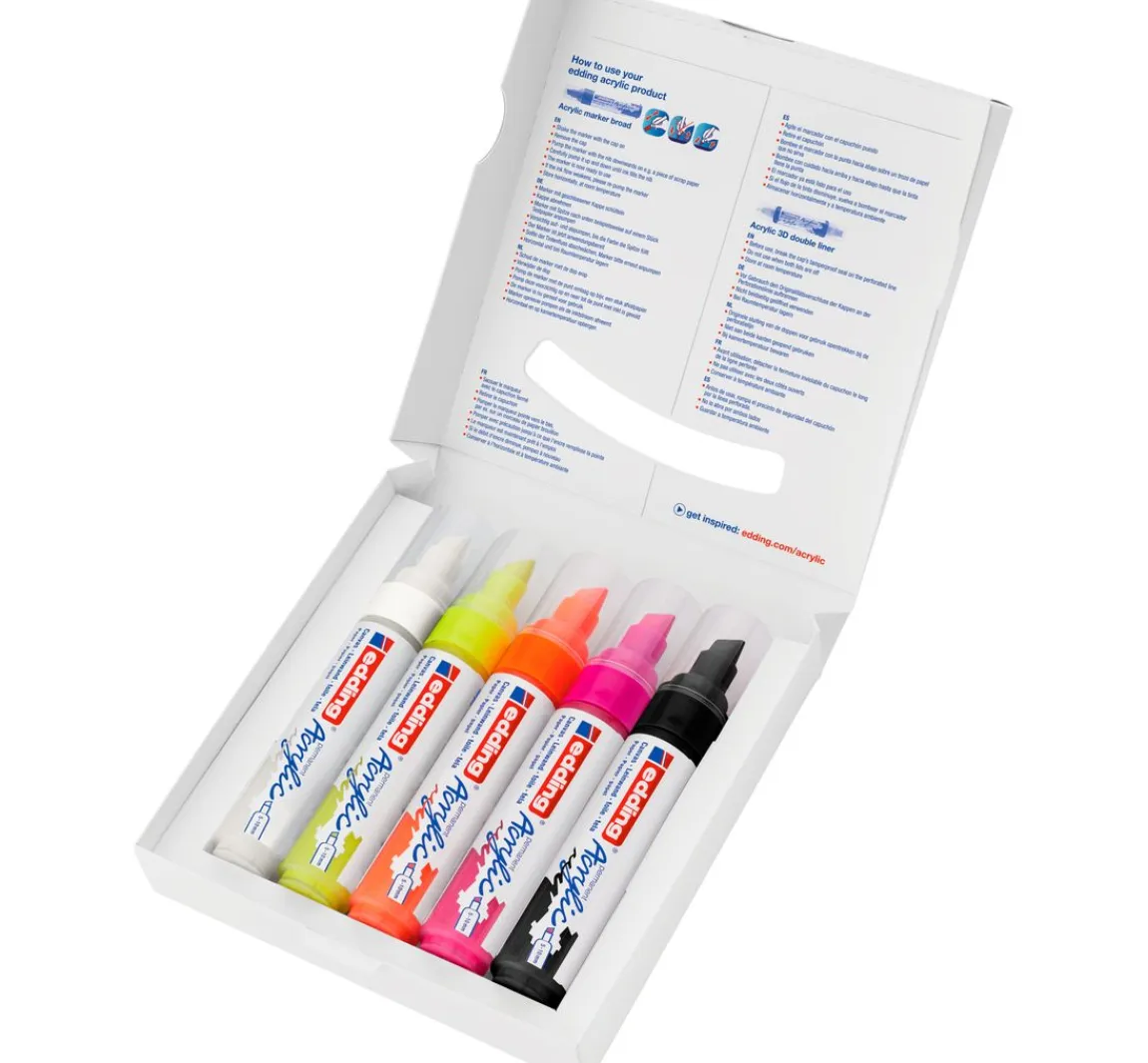 Hot edding 5000 Acrylic "Acrylmarker - Neon", Breit, 5er-Set
