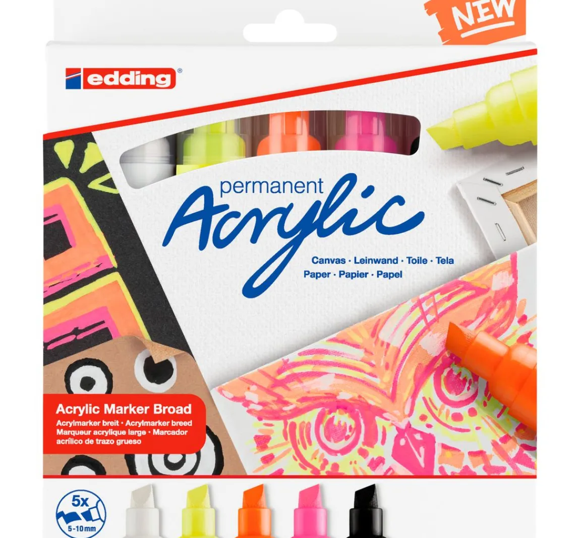 Hot edding 5000 Acrylic "Acrylmarker - Neon", Breit, 5er-Set