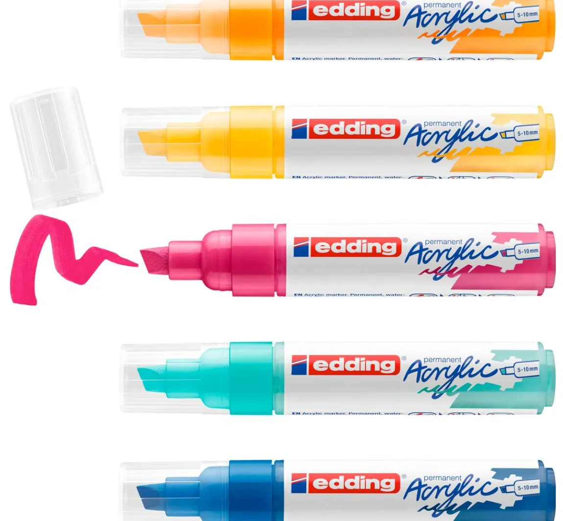 Sale edding 5000 Acrylic "Acrylmarker - Abstrakt", Breit, 5er-Set